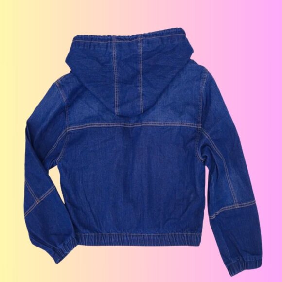 SOFT & COZY DENIM BOMBER JACKET WITH FAUX FUR LINING - Picture 2 of 4